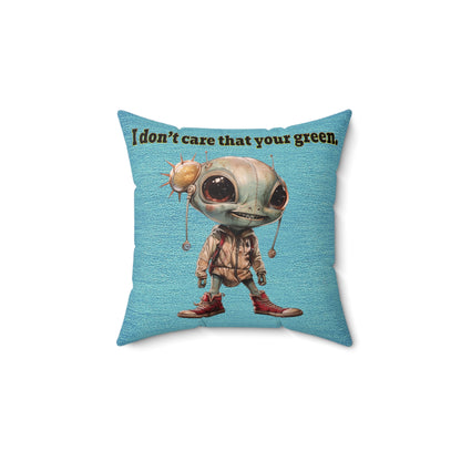 I don't care that your grey - Faux Suede Square Pillow - (faded blue)