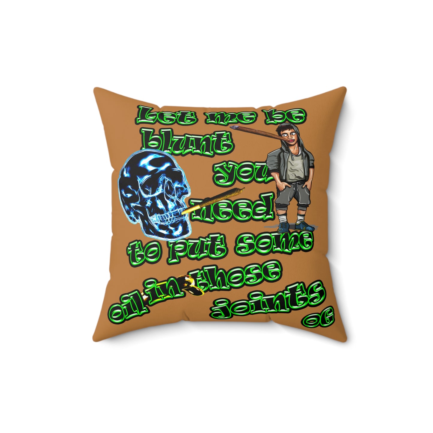 og - Spun Polyester Square Pillow - (light brown)
