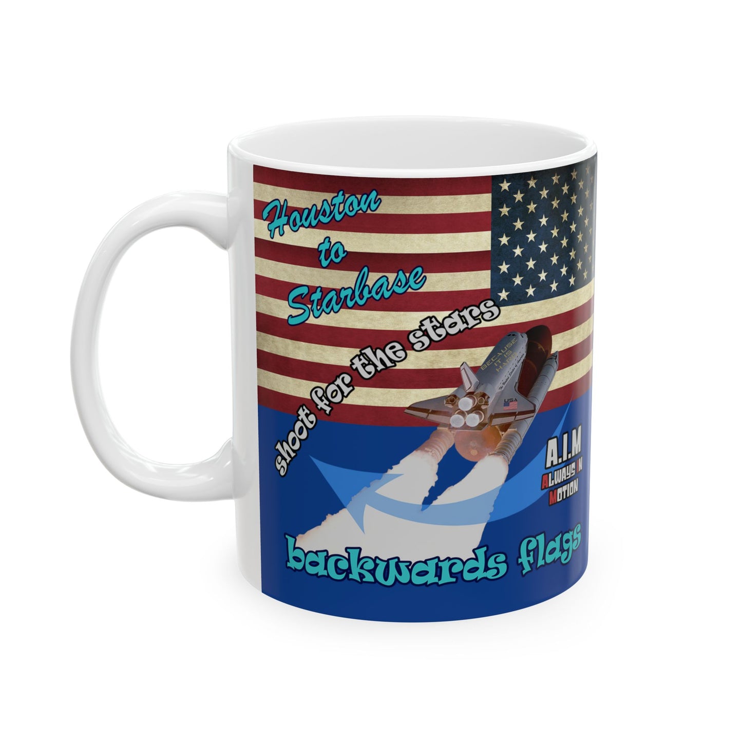 shoot for the stars - White Mug (dark blue)