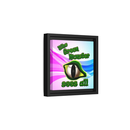 green monster - framed canvas art (light blue-pink wave)