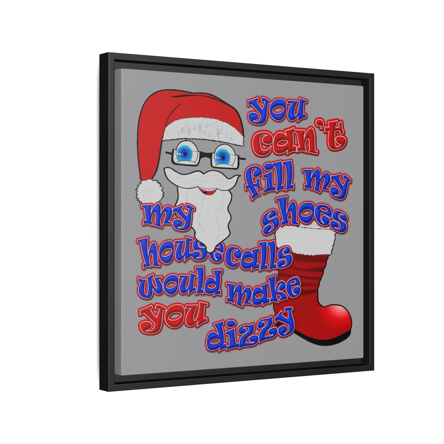 santa's shoes - framed canvas art (grey)