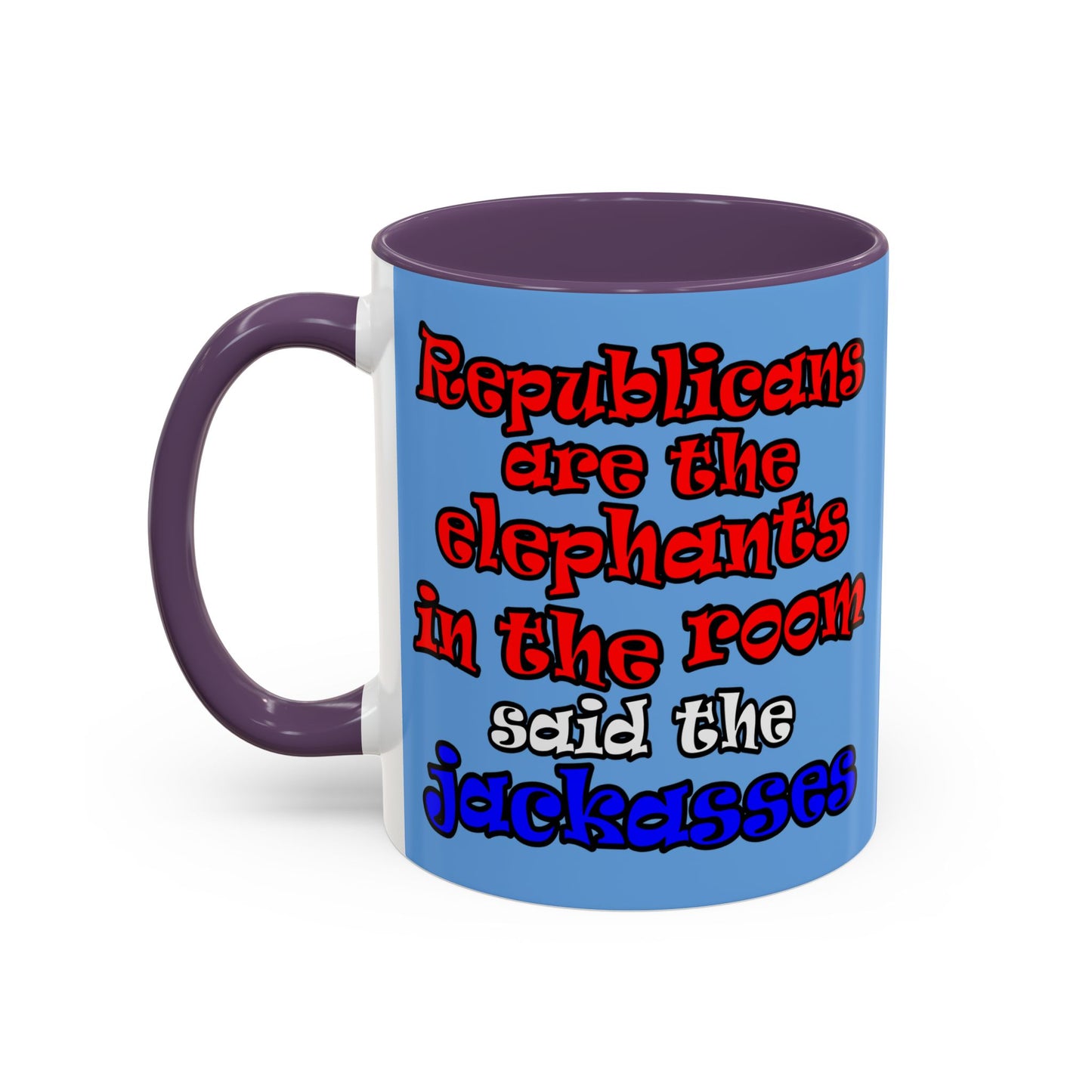 donkeys and elephants - Accent Mug (light blue)