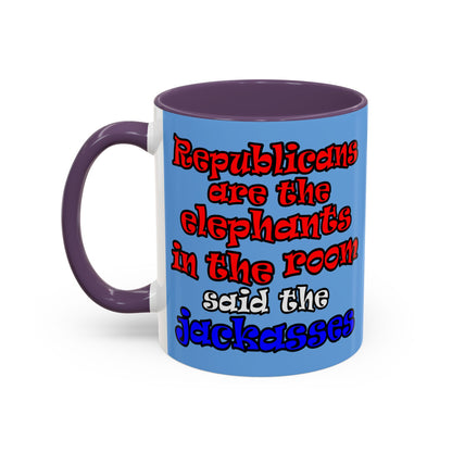 donkeys and elephants - Accent Mug (light blue)