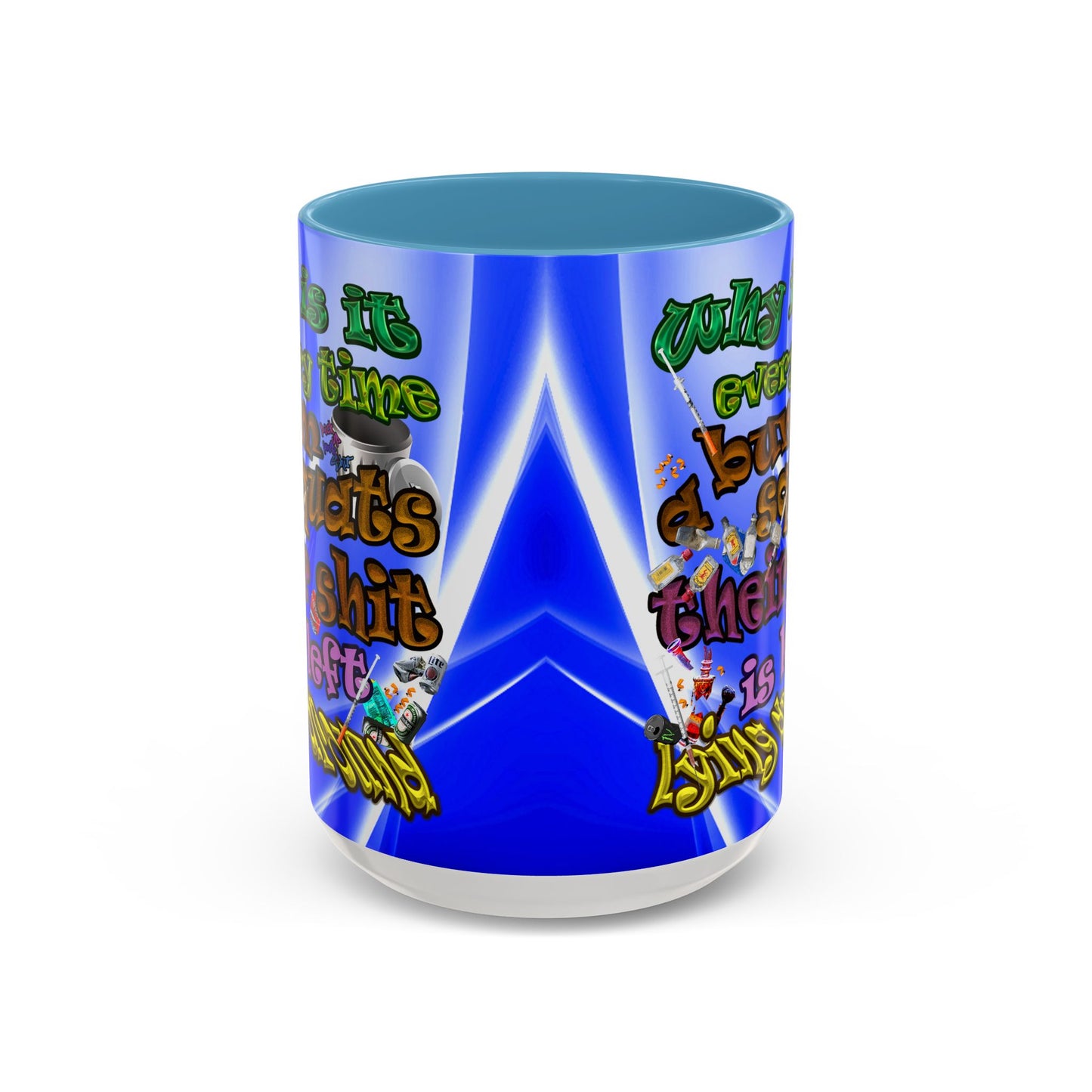the bum's shit - Accent Mug (blue-white wave)