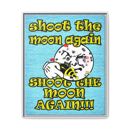 shoot the moon again - framed canvas art (faded blue)