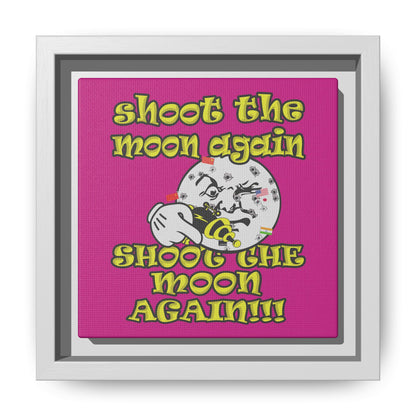 shoot the moon again - framed canvas art (pink)