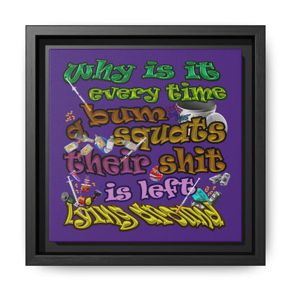 the bum's shit - framed canvas art (purple)