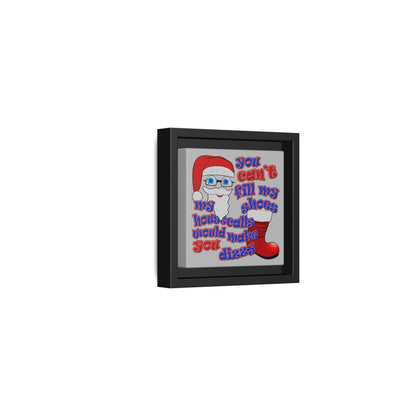 santa's shoes - framed canvas art (light grey)