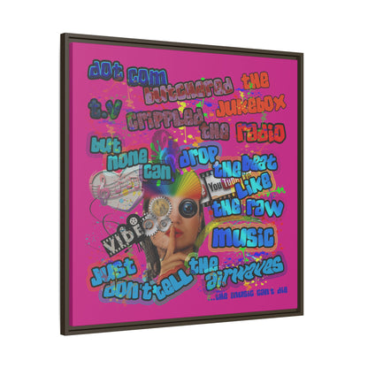 drop the beat - framed canvas art (pink)