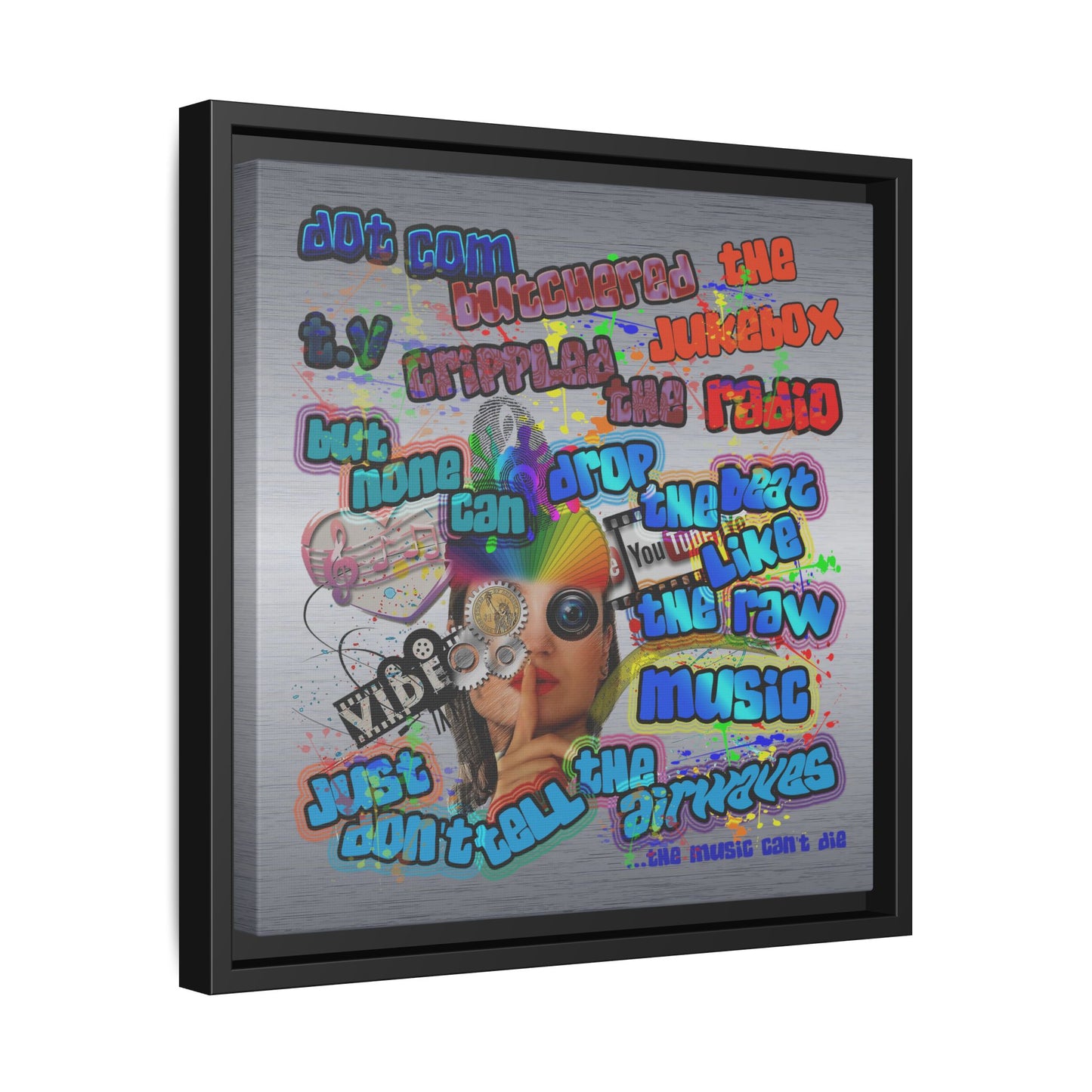 drop the beat - framed canvas art (brushed nickel)