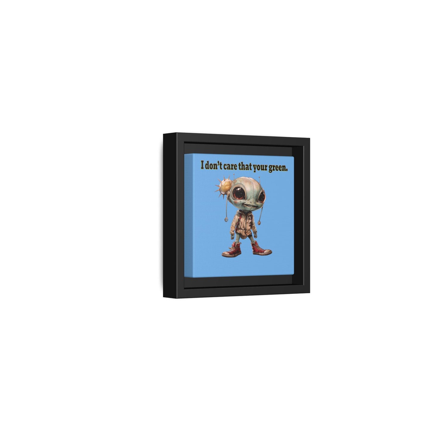 I don't care that your green - framed canvas art (light blue)