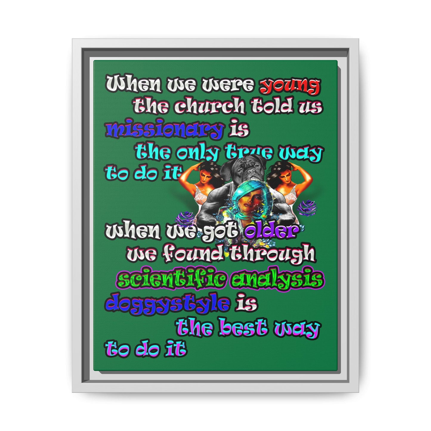 doggystyle - framed canvas art (dark green)