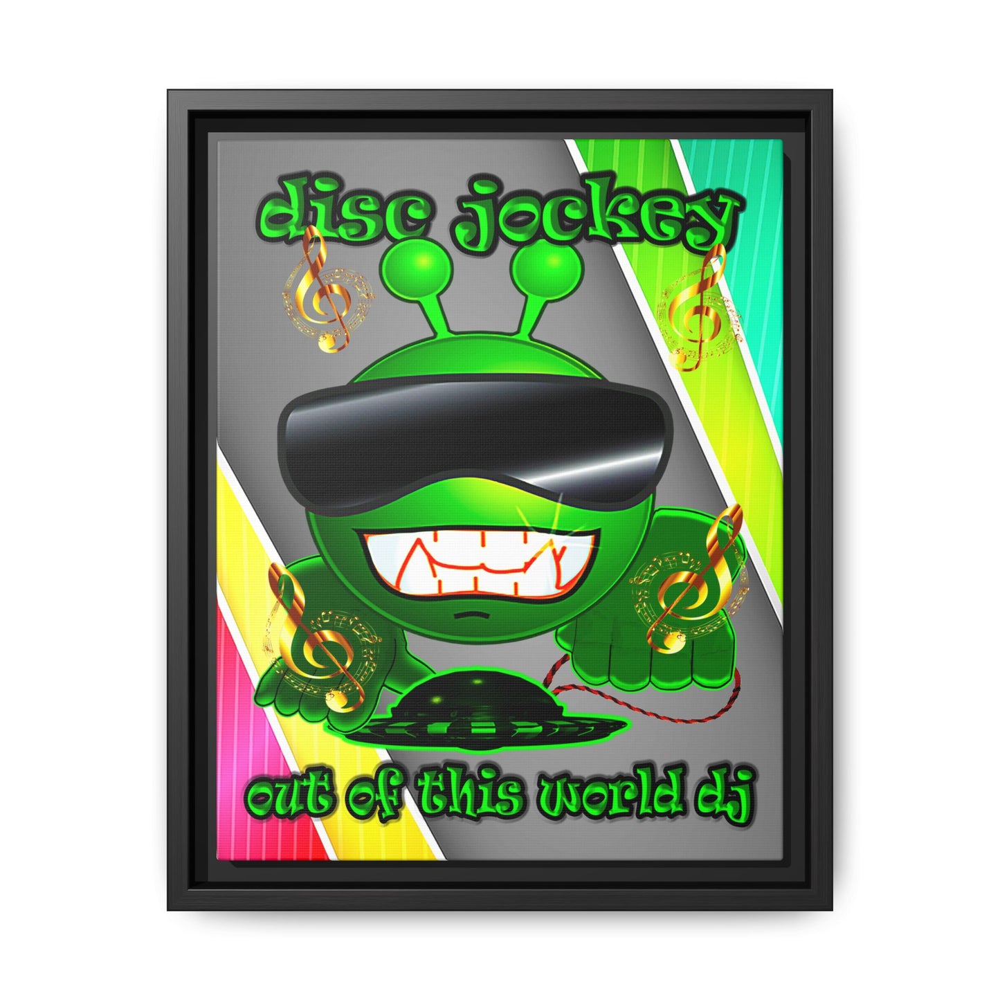 disc jockey - framed canvas art (rainbow split)