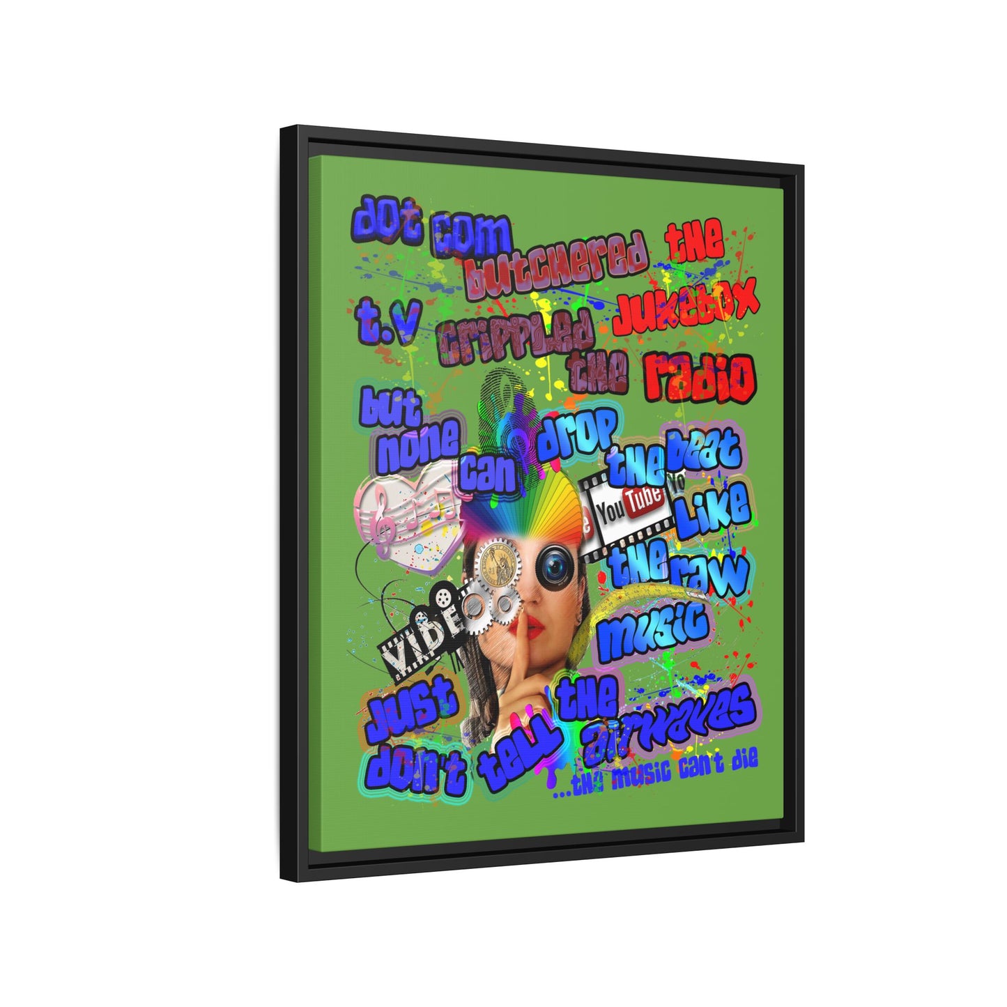 drop the beat - framed canvas art (green)