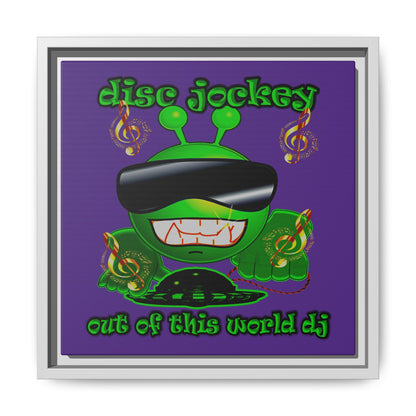 disc jockey - framed canvas art (purple)