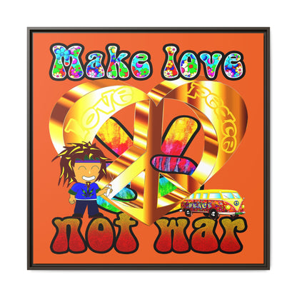 love peace - framed canvas art (orange)