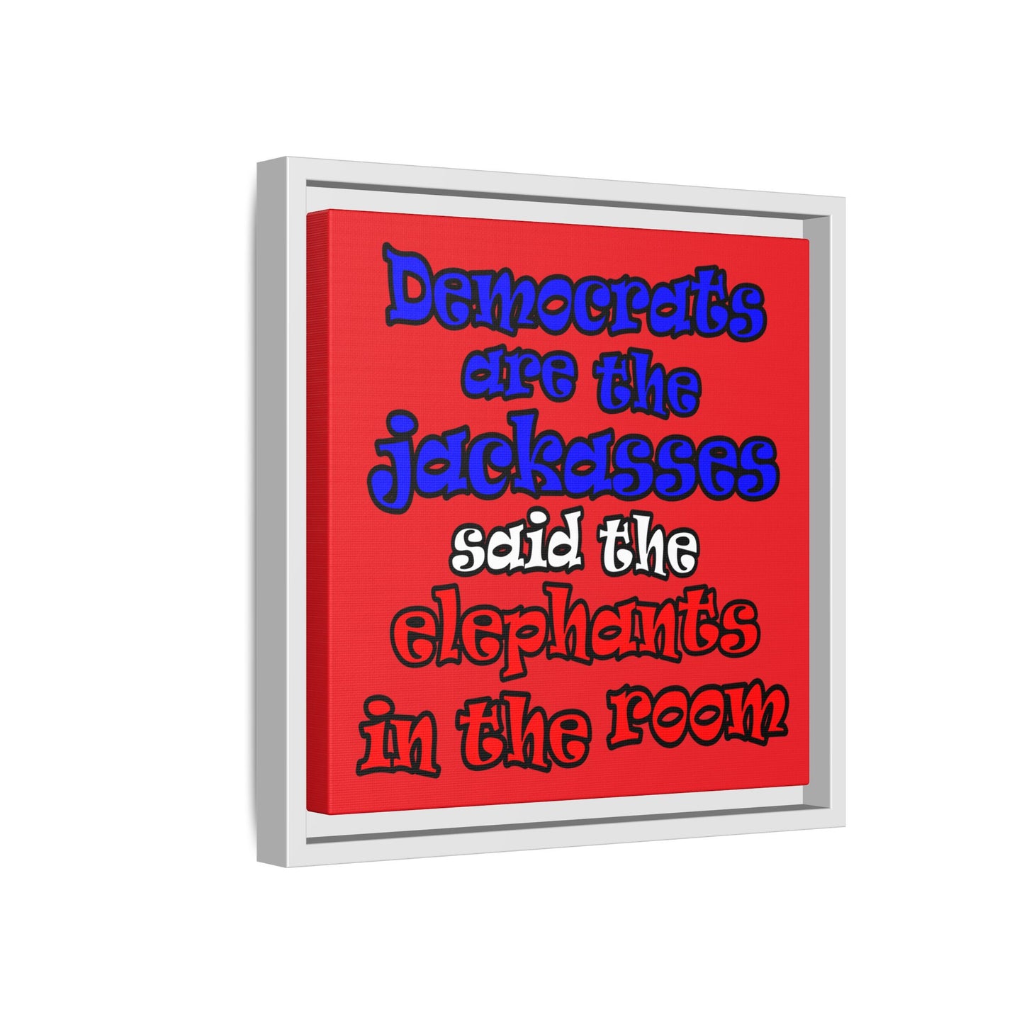 donkeys and elephants - framed canvas art (red)