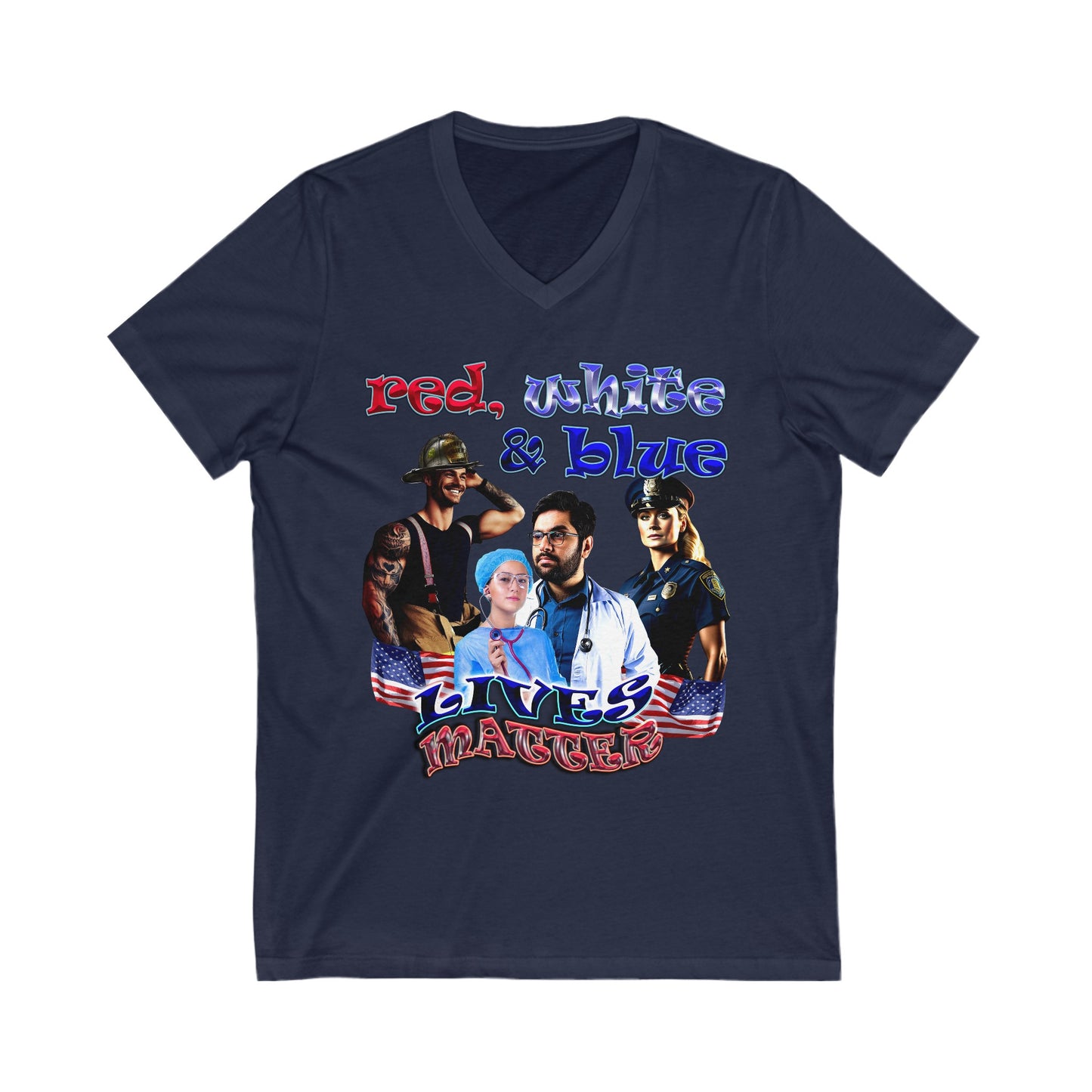 rw&b lives matter - Unisex Jersey Short Sleeve V-Neck Tee