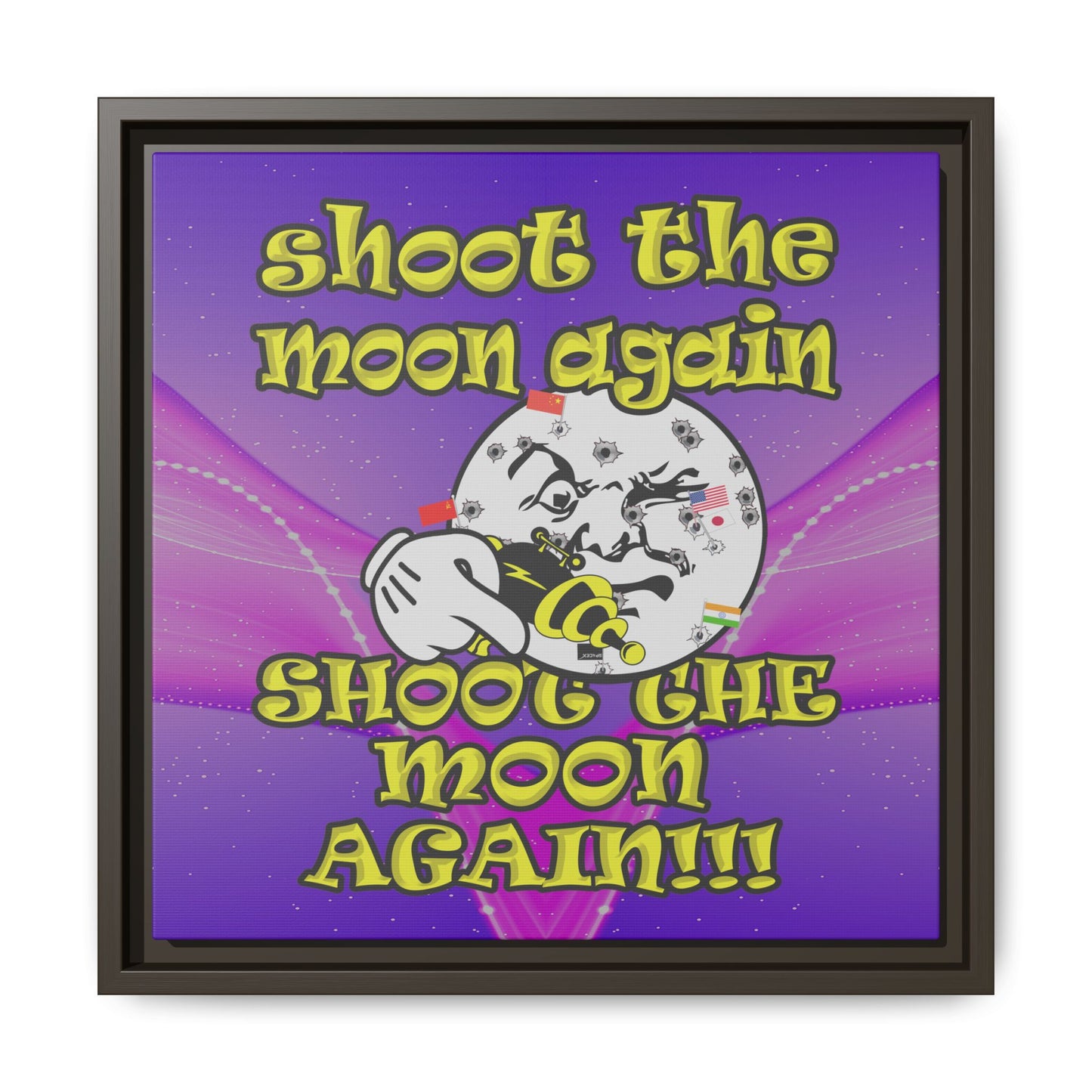 shoot the moon again - framed canvas art (purple-pink wave)