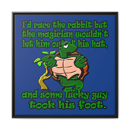 turtle race - framed canvas art (dark blue)