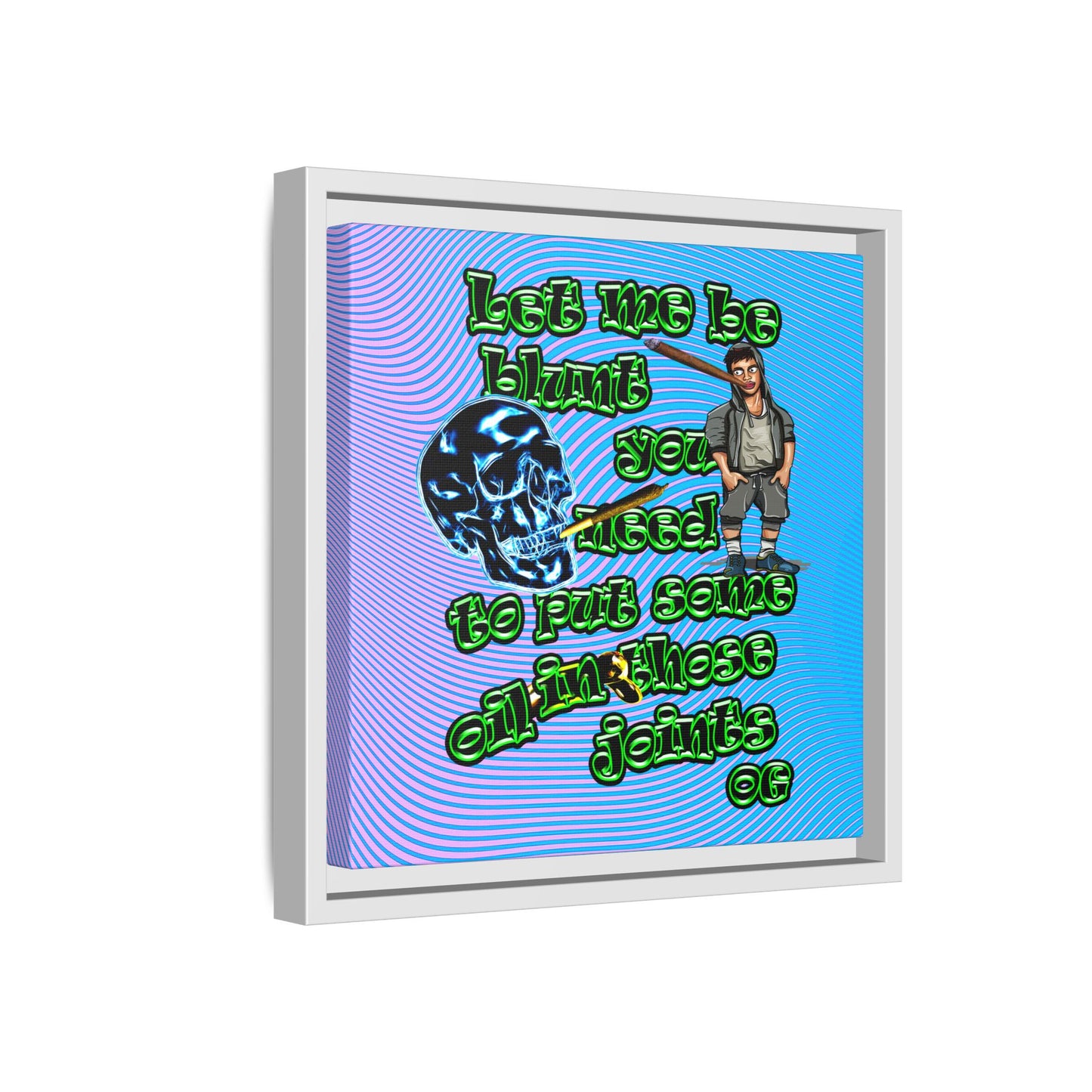 og - framed canvas art (light blue-purple wave)