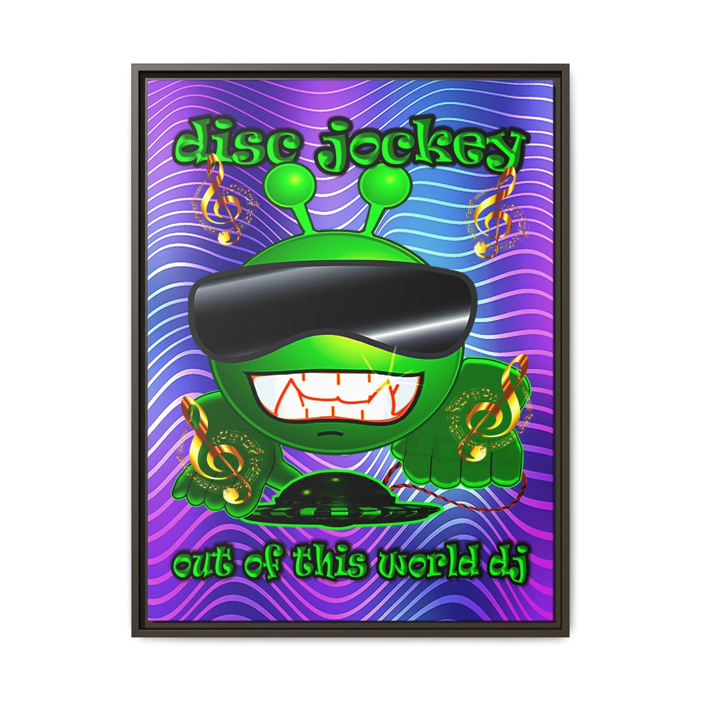 disc jockey - framed canvas art (purple wave)