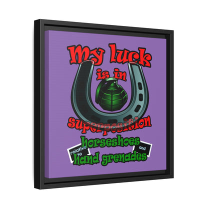 my luck - framed canvas art (light purple)
