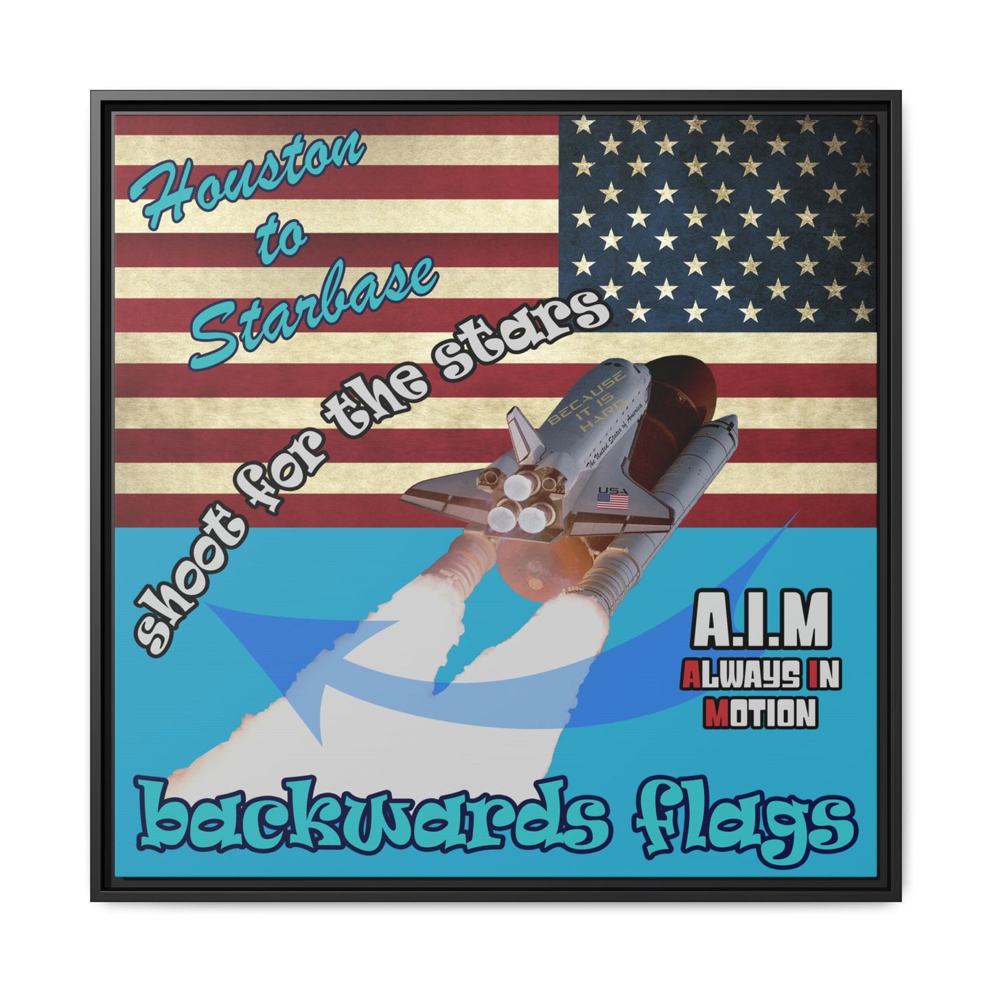 shoot for the stars - framed canvas art (turquoise)