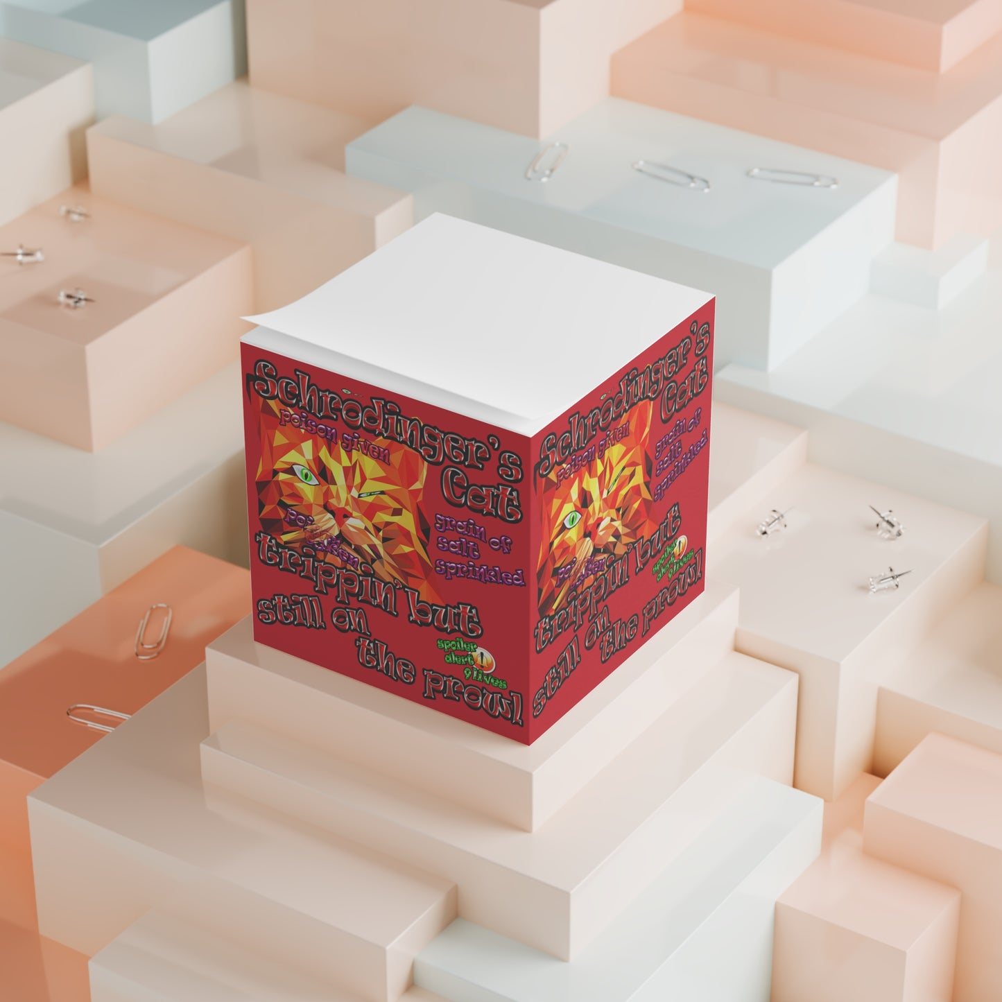 schrodinger's cat - note cube (dark red)