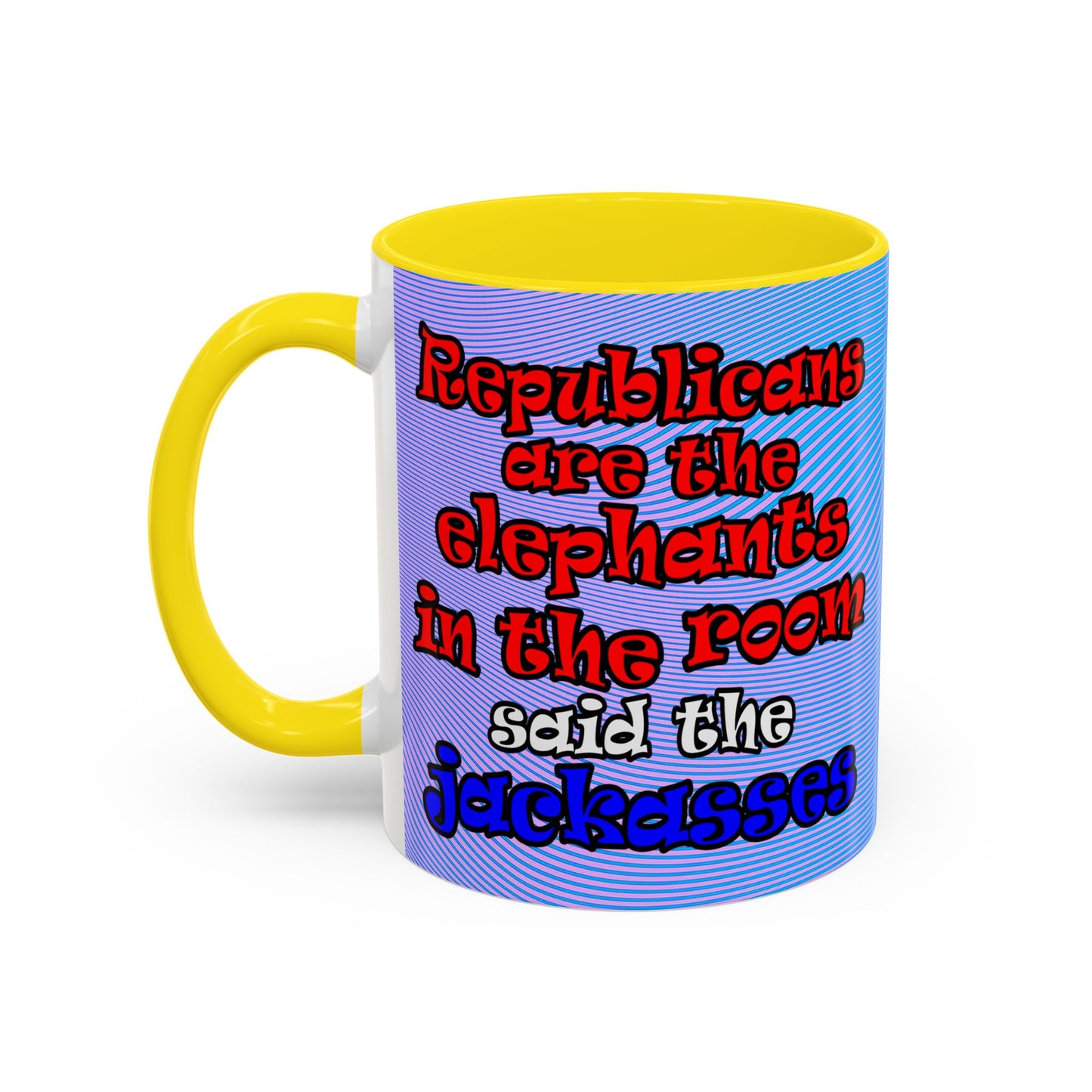 donkeys and elephants - Accent Mug (light blue-purple wave)