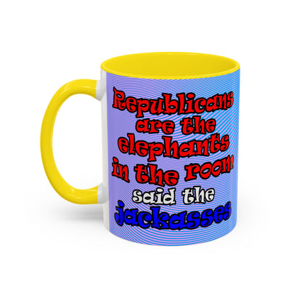 donkeys and elephants - Accent Mug (light blue-purple wave)