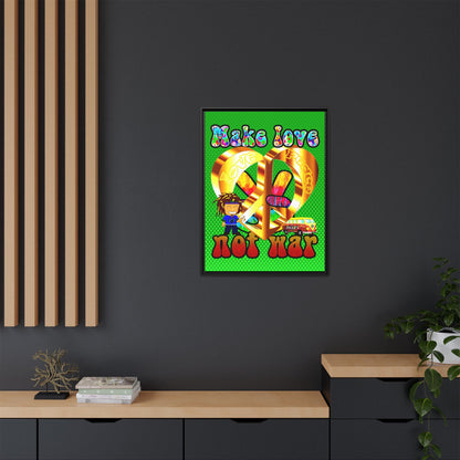 love peace - framed canvas art (logo green)