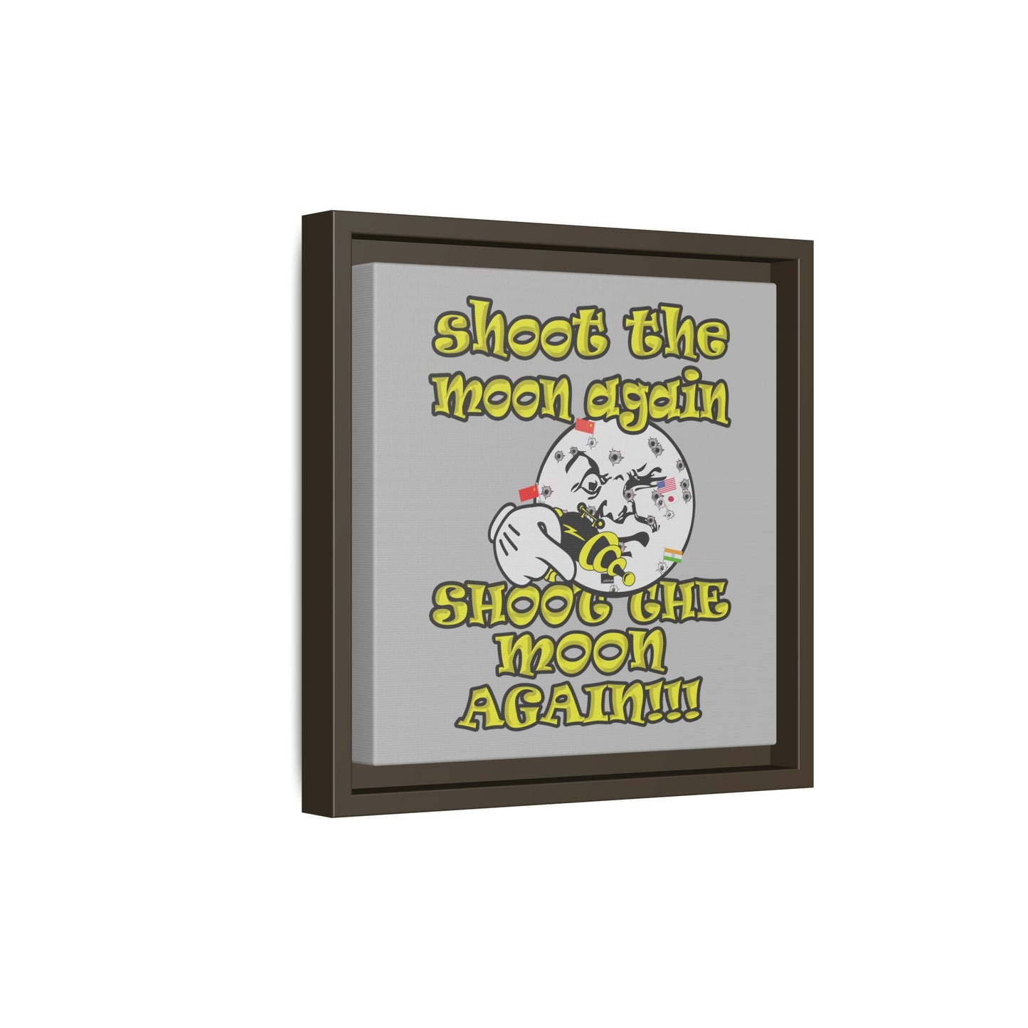 shoot the moon again - framed canvas art (light grey)