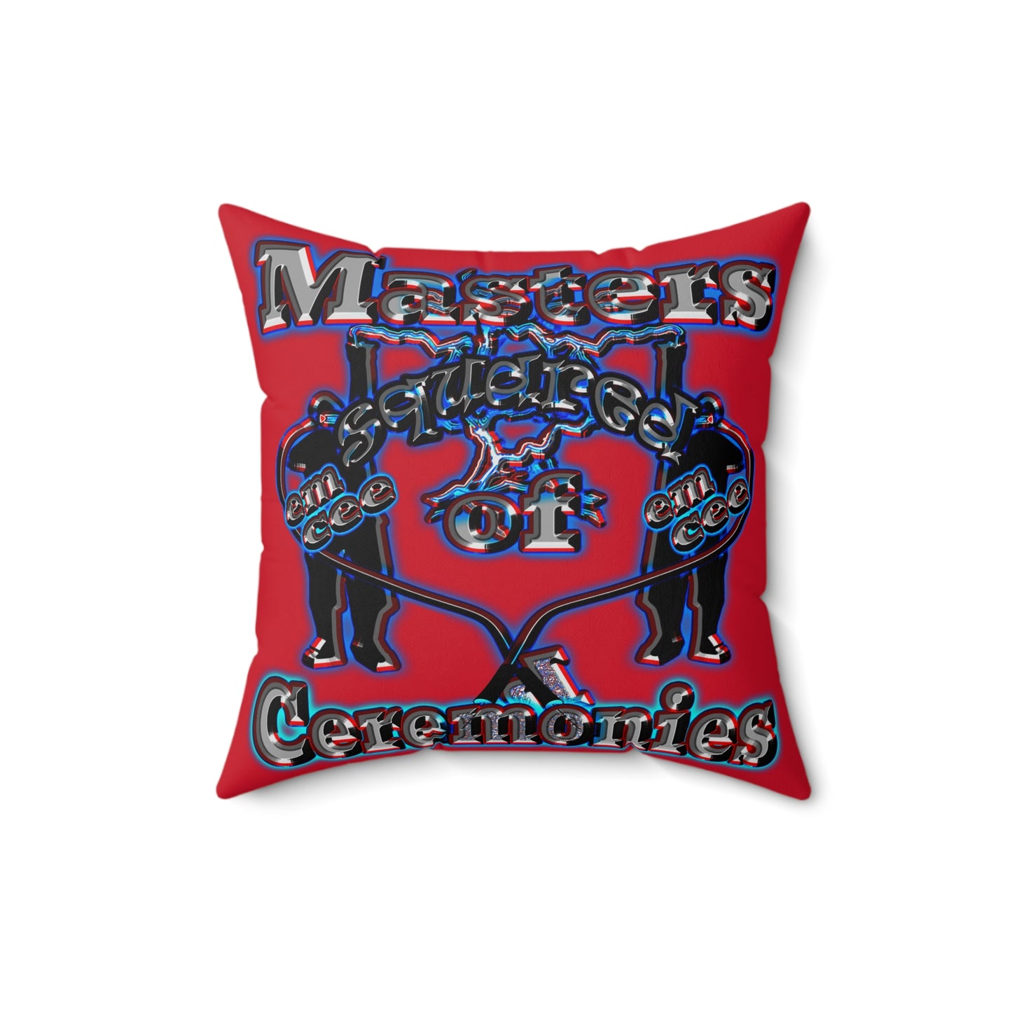 em cee squared - Spun Polyester Square Pillow - (dark red)