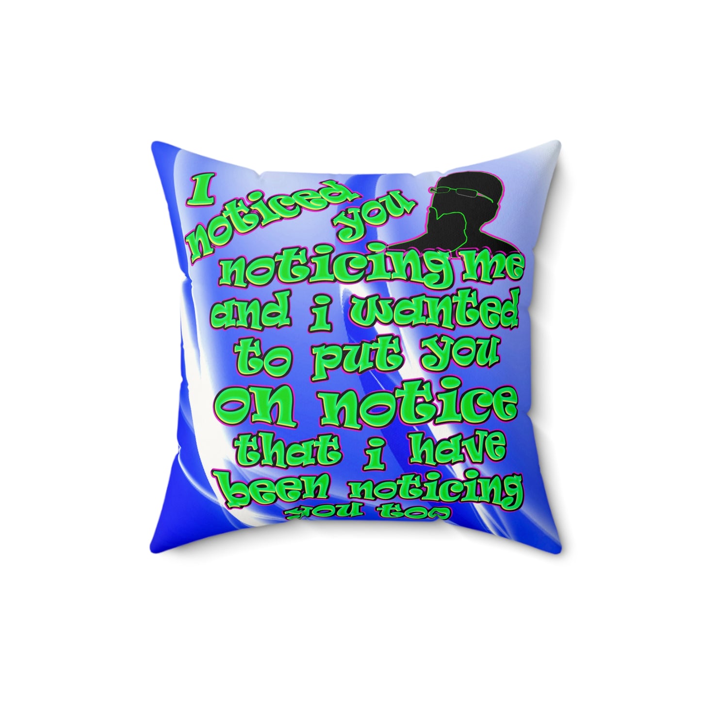 noticed you noticing - Faux Suede Square Pillow - (blue-white wave)