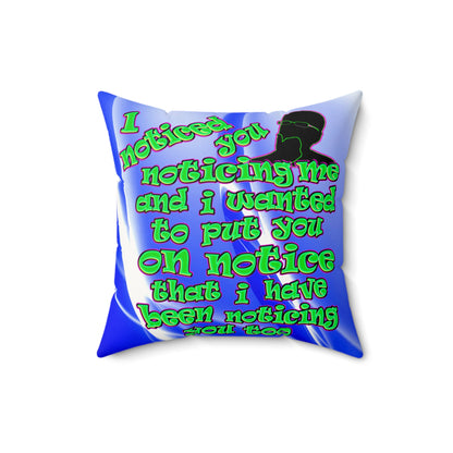 noticed you noticing - Faux Suede Square Pillow - (blue-white wave)