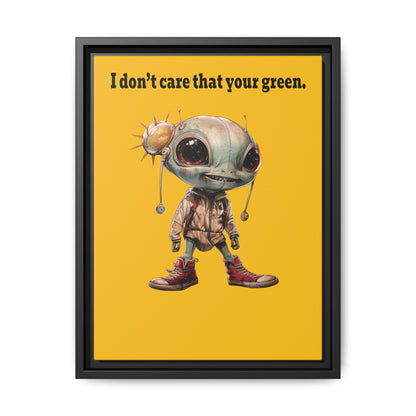 I don't care that your green - framed canvas art (yellow)