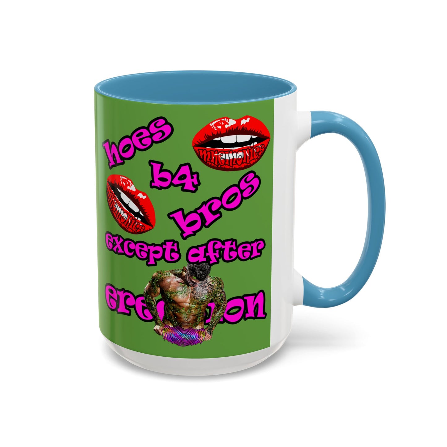hoes b4 bros - Accent Mug (green)