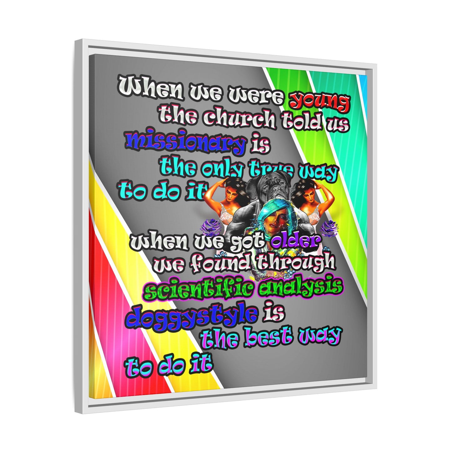 doggystyle - framed canvas art (rainbow split)