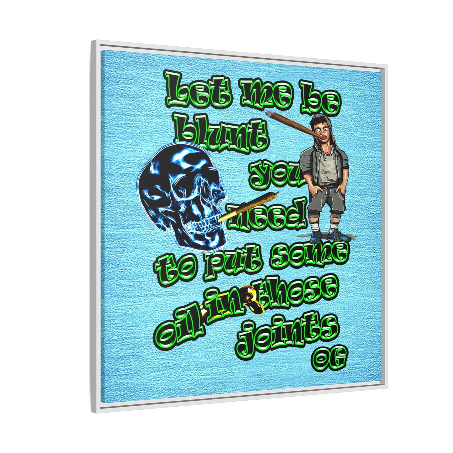 og - framed canvas art (faded blue)