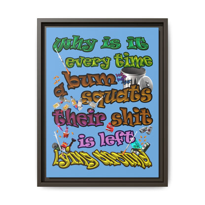 the bum's shit - framed canvas art (light blue)