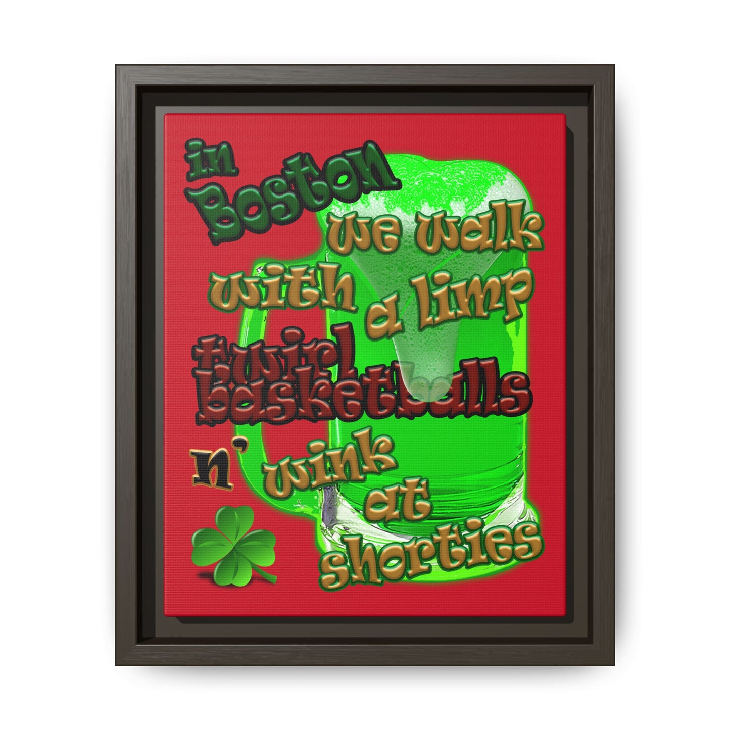 celtics logo - framed canvas art (dark red)