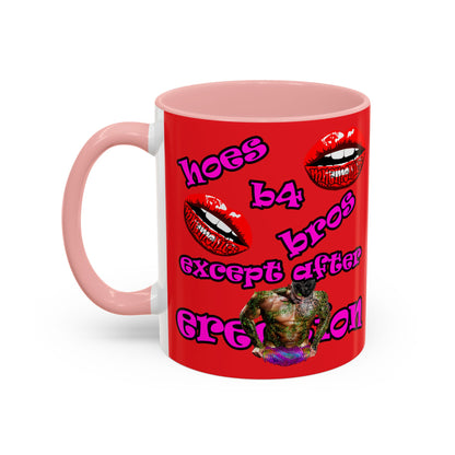 hoes b4 bros - Accent Mug (red)