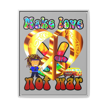 love peace - framed canvas art (light grey)