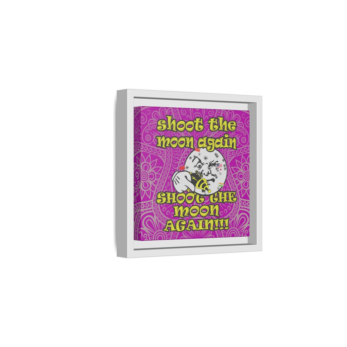 shoot the moon again - framed canvas art (pink swirl)