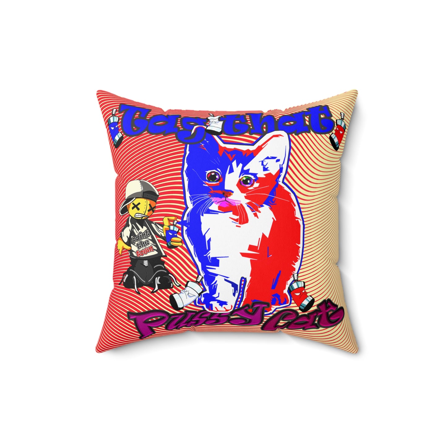 tag that - Spun Polyester Square Pillow - (yellow-orange wave)