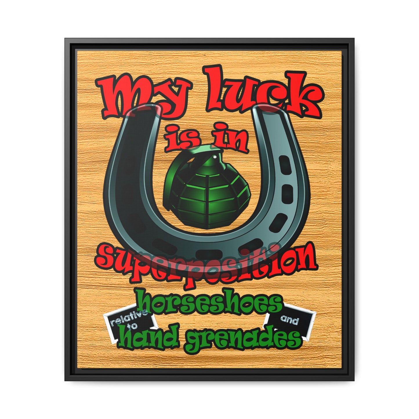 my luck - framed canvas art (butterscotch wood finish)