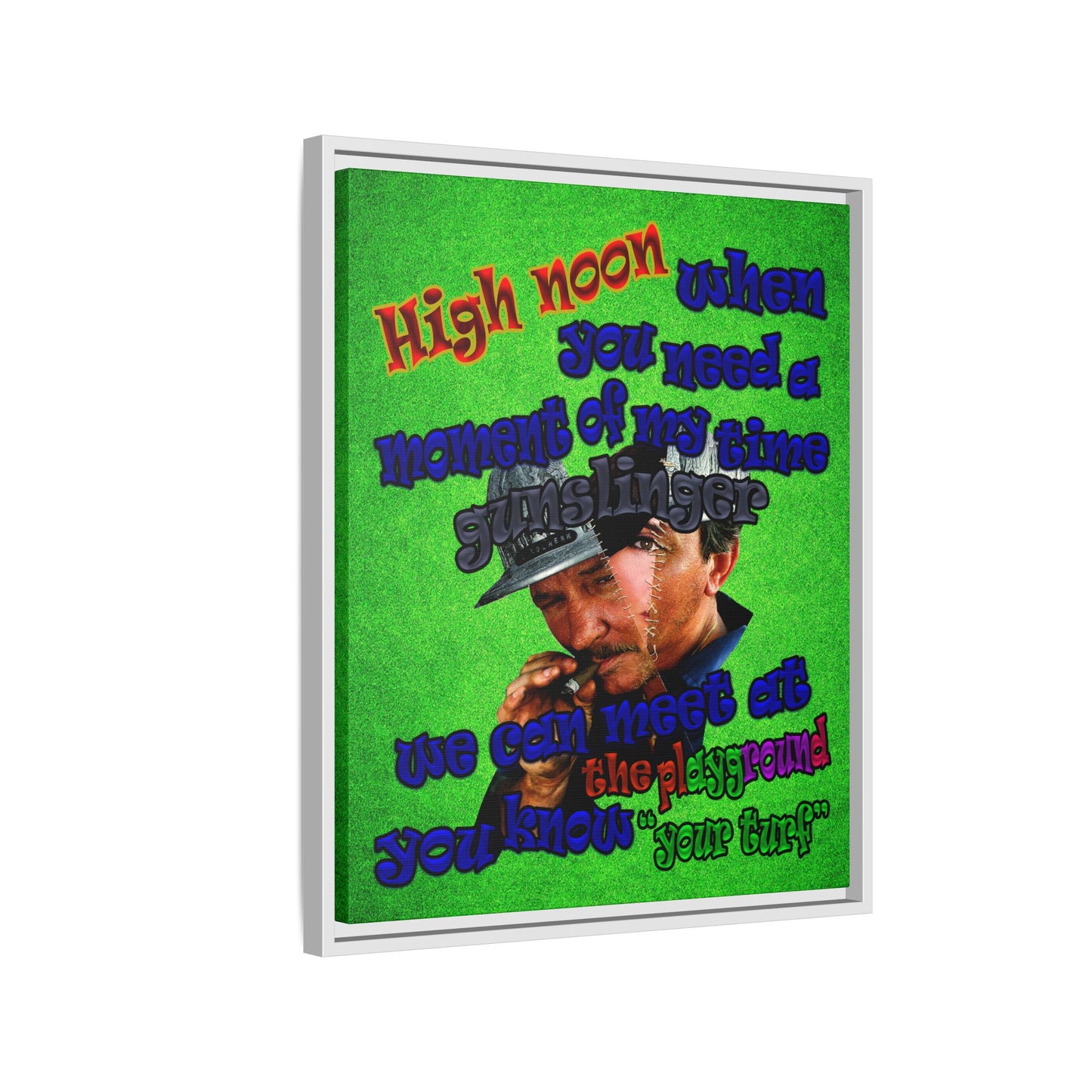 high noon - framed canvas art (green turf)