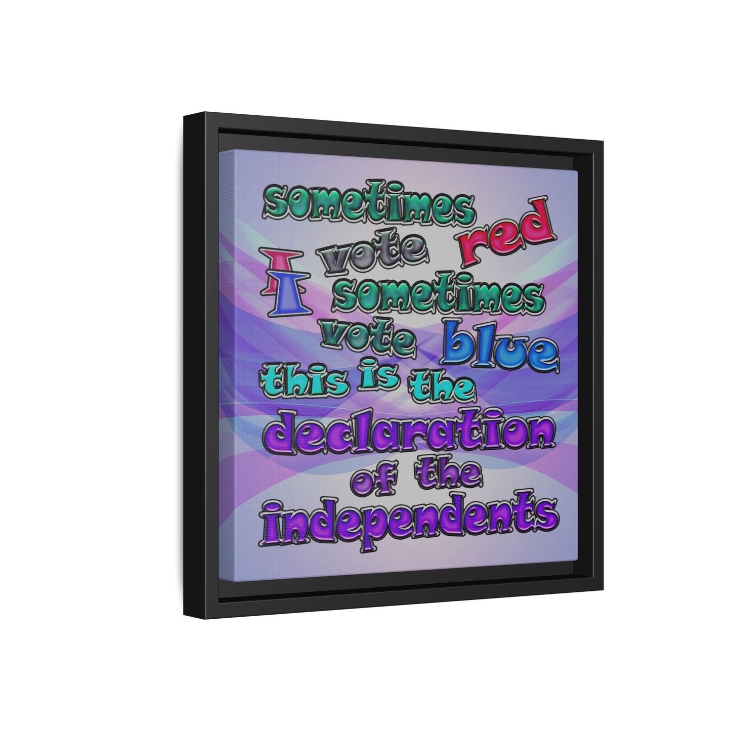declaration of the independents - framed canvas art (light blue-pink wave)