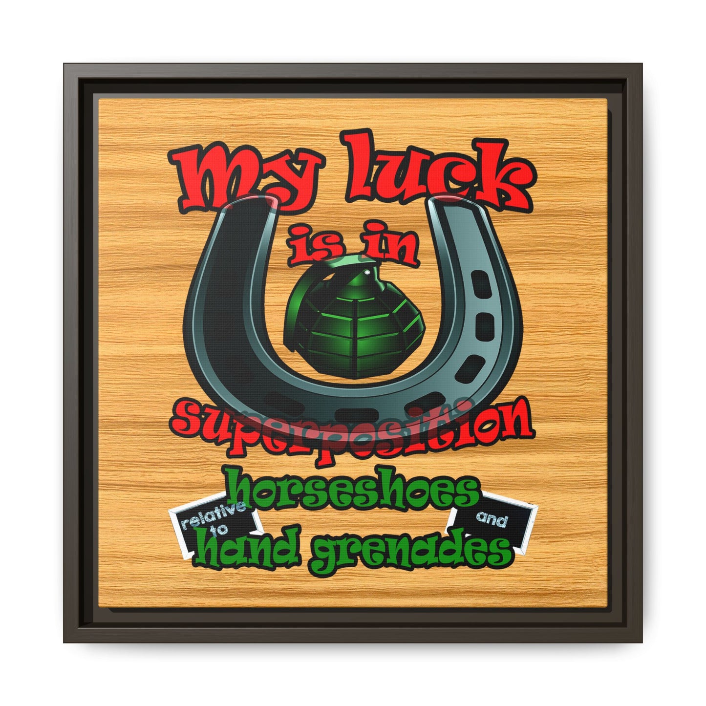 my luck - framed canvas art (butterscotch wood finish)